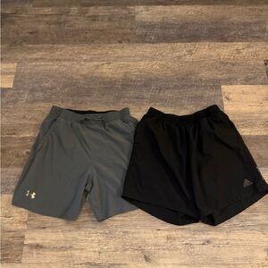 Under Armour and Adidas Men's Shorts - Gray and Black size L  lot of 2